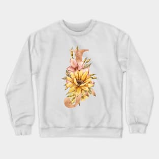 Watercolor sunflower bouquet monogram letter J Crewneck Sweatshirt